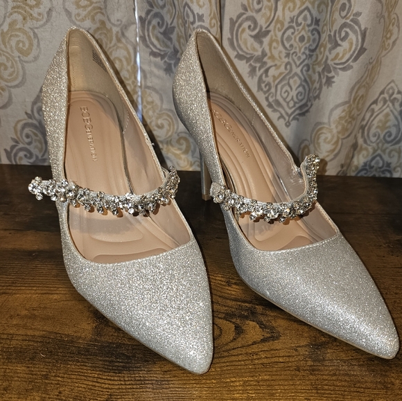BCBGeneration Shoes - Elegant Silver Women's Shoes with Rhinestone Strap